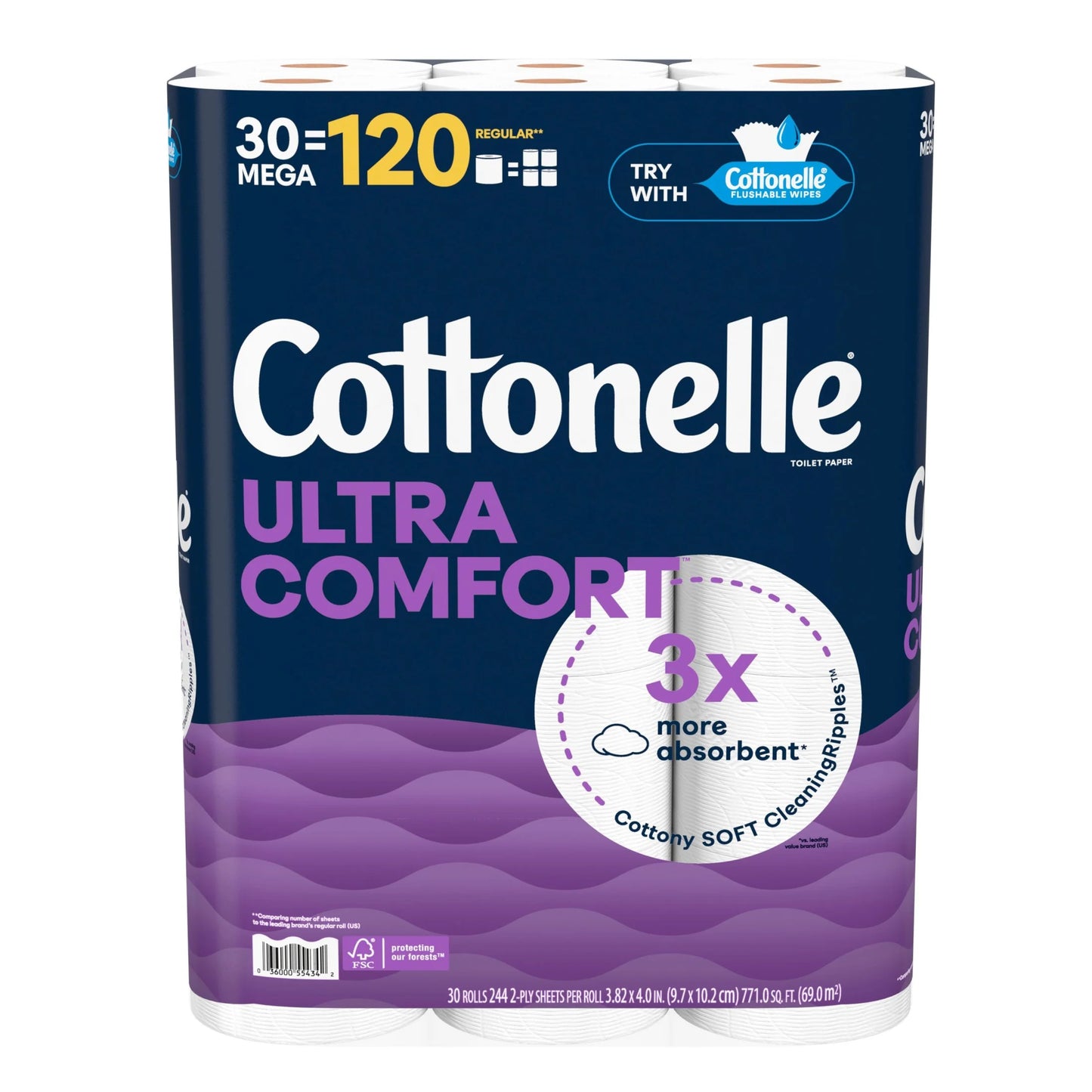 Ultra Comfort Toilet Paper, Soft Toilet Tissue, 30 Mega Rolls